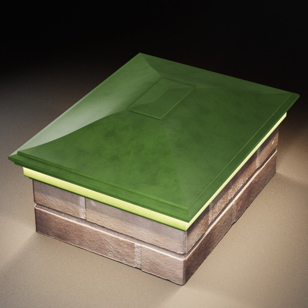 Колпак Zking Монблан Зеленый на столб 2х1.5 кирпича (515х385мм) c подсветкой в Белово фото