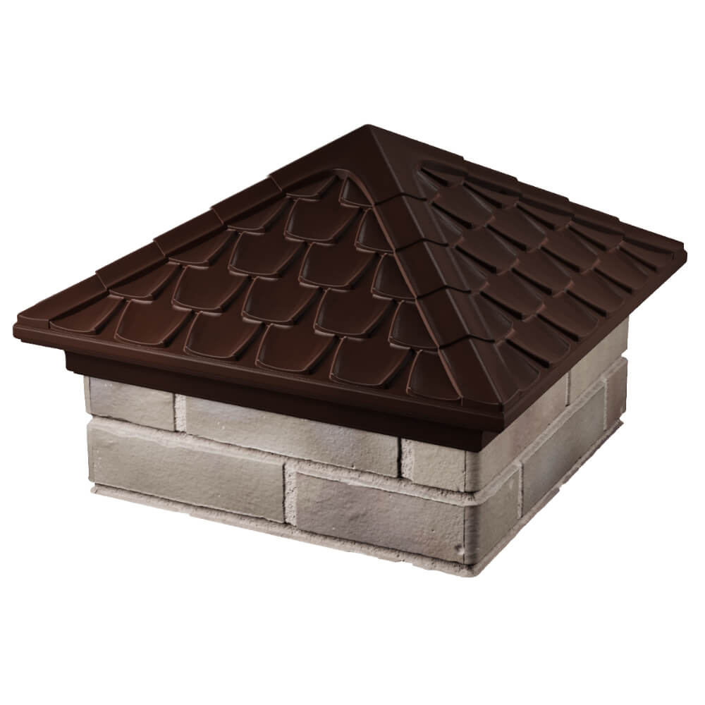 Колпак Zking Эльбрус Коричневый на столб 1.5х1.5 кирпича (385х385мм) в Белово фото