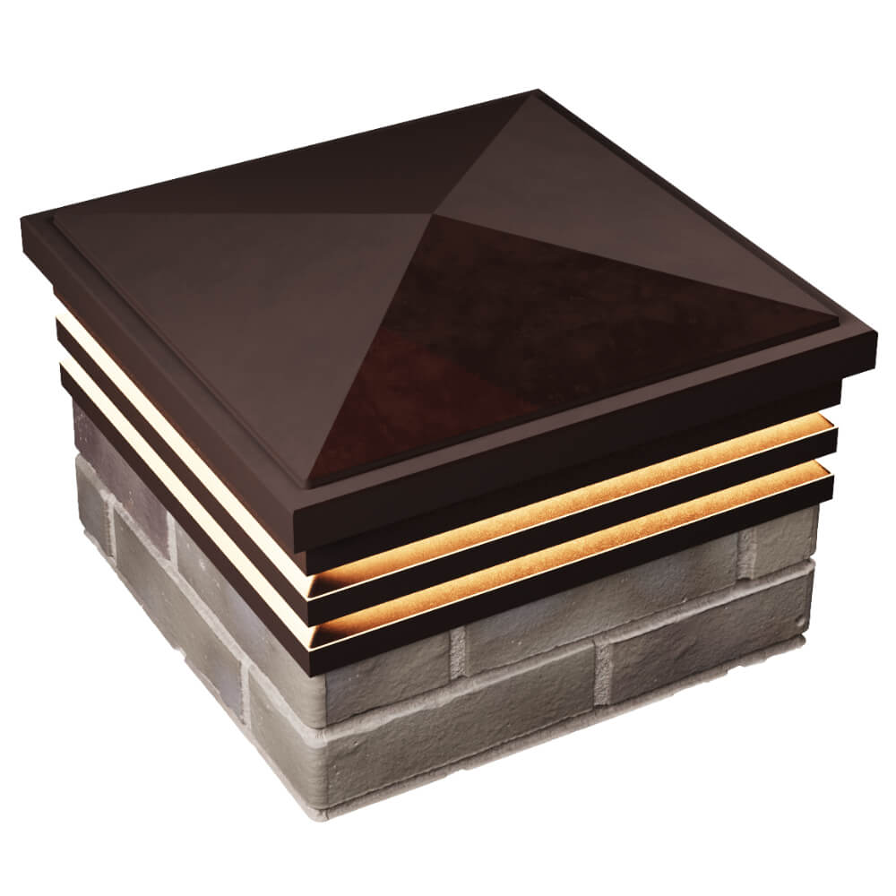 Колпак Zking Бона ХайТек Коричневый на столб 1.5х1.5 кирпича (385х385мм) с подсветкой в Белово фото