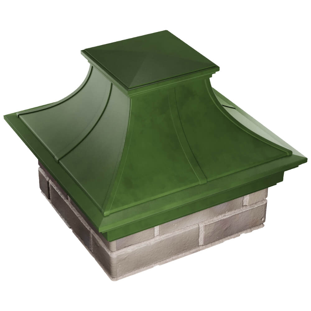 Колпак Zking Монблан Премиум Зеленый на столб 1.5х1.5 кирпича (385х385мм) в Белово фото