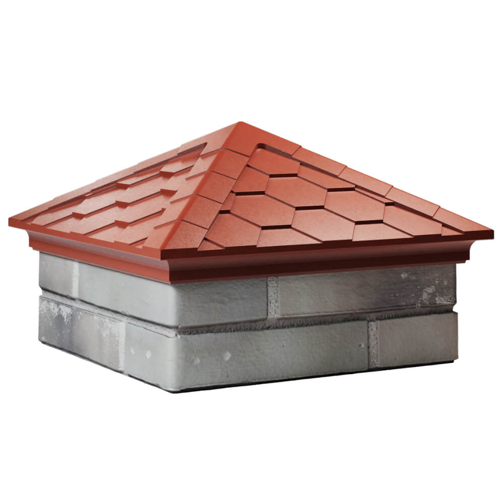 Колпак Zking Эверест Красный на столб 1.5х1.5 кирпича (390х390мм) в Белово фото