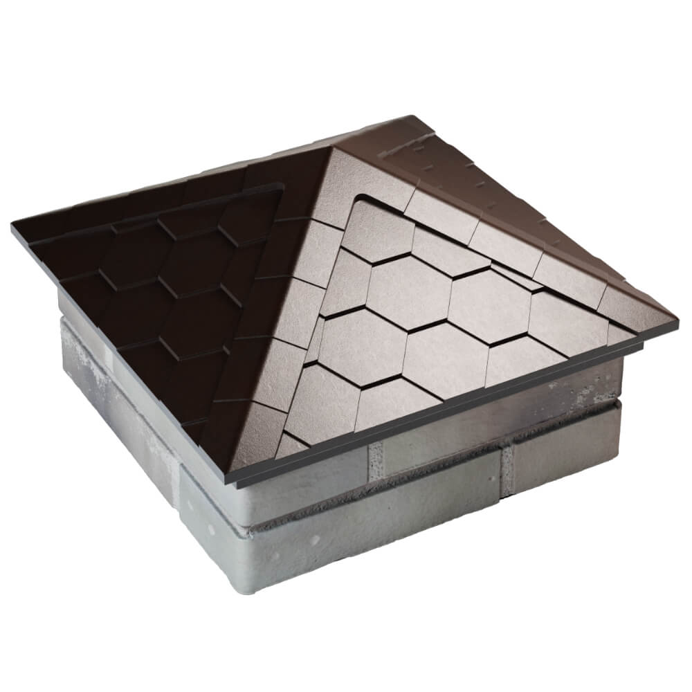 Колпак Zking Эверест Коричневый на столб 1.5х1.5 кирпича (390х390мм) в Белово фото