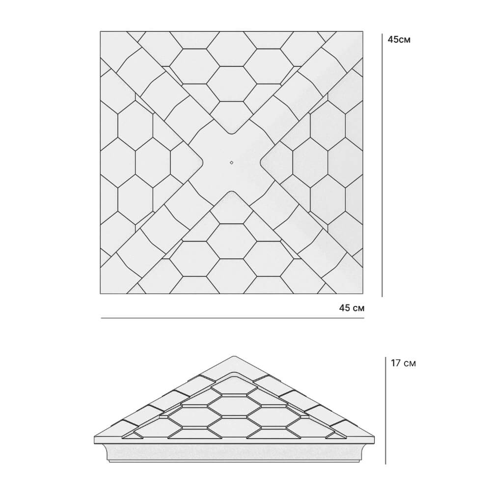 Колпак Zking Эверест Серый на столб 1.5х1.5 кирпича (390х390мм) в Белово фото