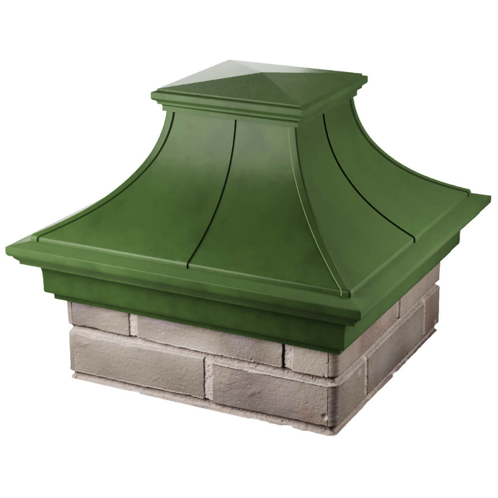 Колпак Zking Монблан Премиум Зеленый на столб 1.5х1.5 кирпича (385х385мм) в Белово фото
