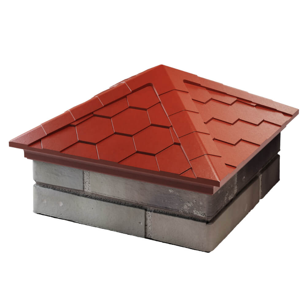 Колпак Zking Эверест Красный на столб 1.5х1.5 кирпича (390х390мм) в Белово фото