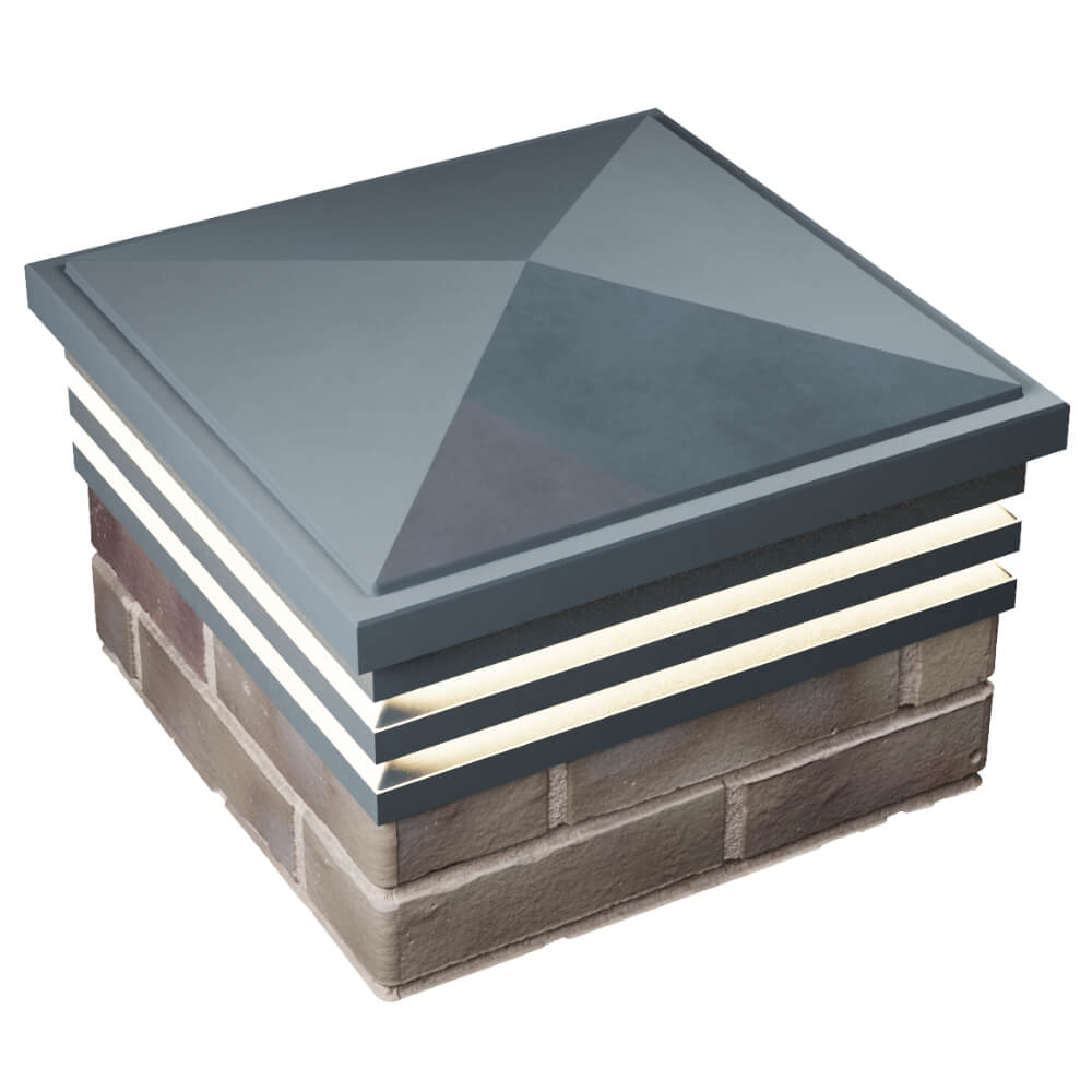 Колпак Zking Бона ХайТек Серый на столб 1.5х1.5 кирпича (385х385мм) с подсветкой в Белово фото