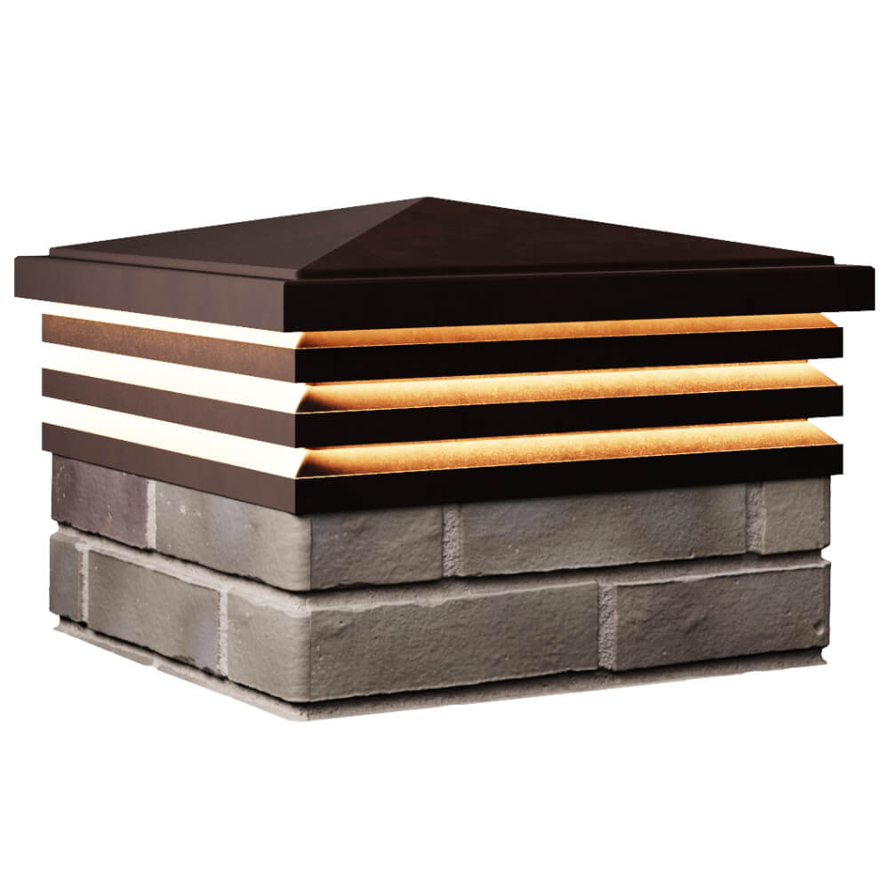 Колпак Zking Бона ХайТек Коричневый на столб 1.5х1.5 кирпича (385х385мм) с подсветкой в Белово фото