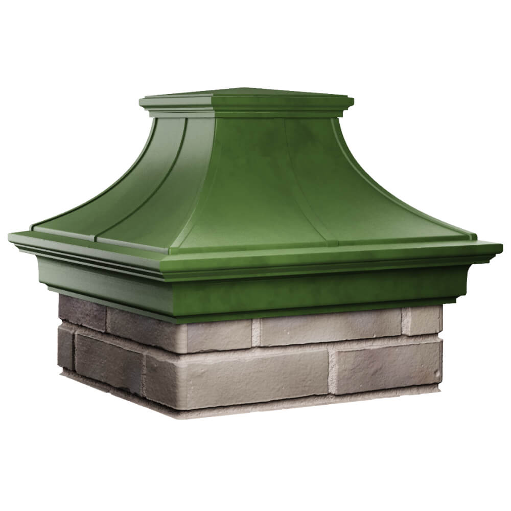 Колпак Zking Монблан Премиум Зеленый на столб 1.5х1.5 кирпича (385х385мм) в Белово фото