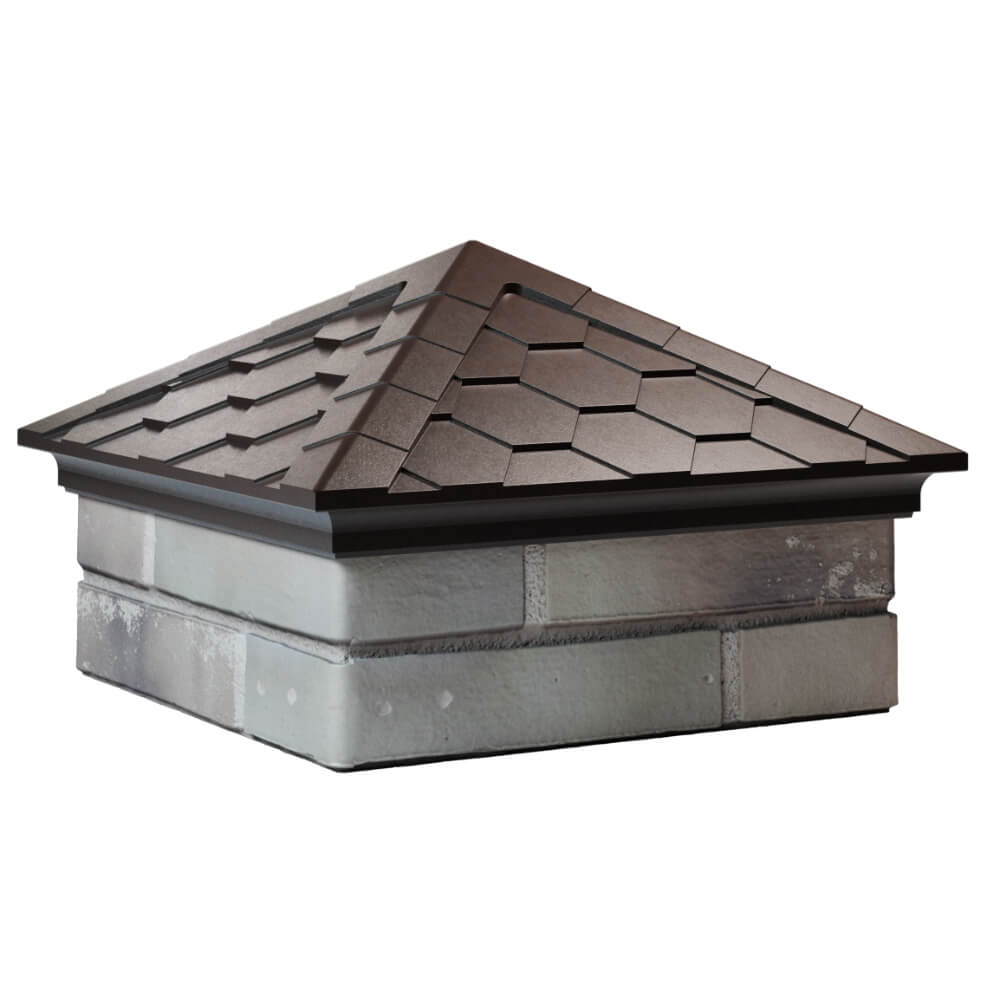 Колпак Zking Эверест Коричневый на столб 1.5х1.5 кирпича (390х390мм) в Белово фото