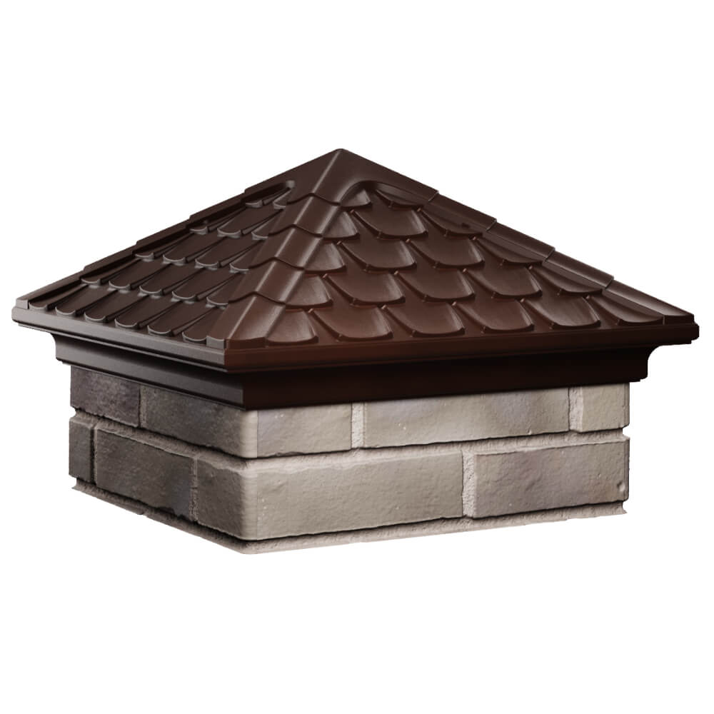 Колпак Zking Эльбрус Коричневый на столб 1.5х1.5 кирпича (385х385мм) в Белово фото