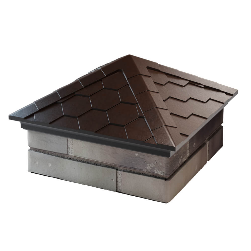 Колпак Zking Эверест Коричневый на столб 1.5х1.5 кирпича (390х390мм) в Белово фото